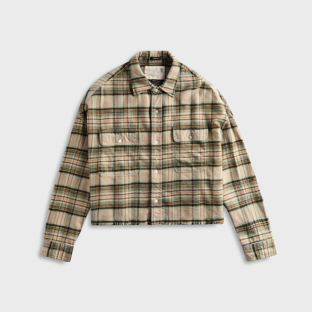 R13 Cropped Work Shirt - Cream Plaid | Kith Cream Plaid
