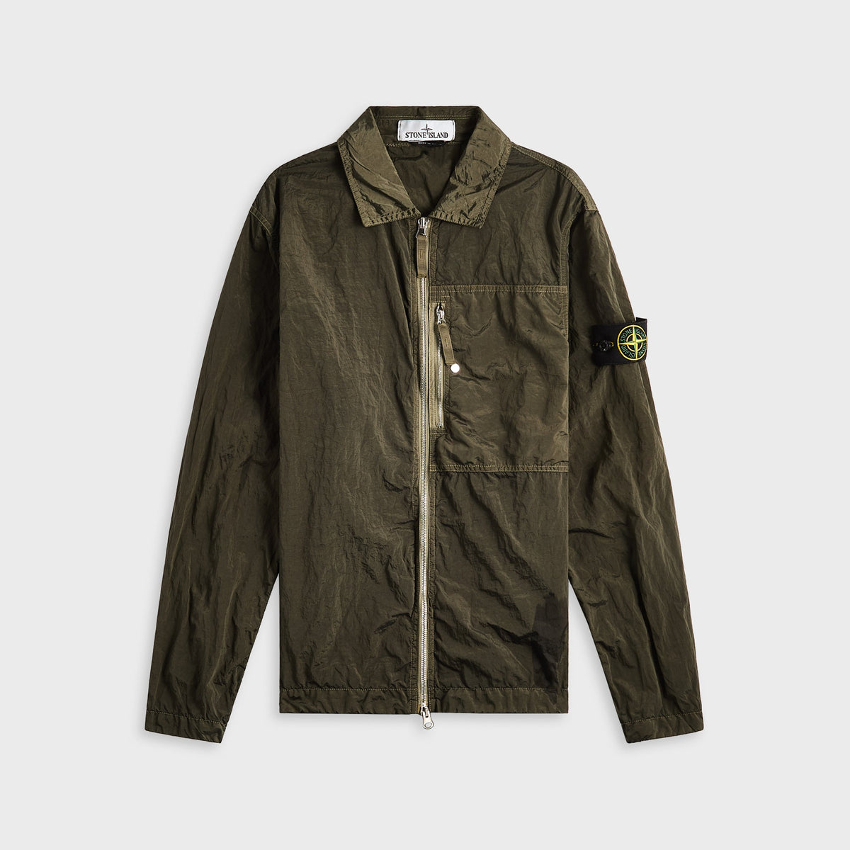 Stone Island Nylon Metal Garment Dyed Shirt - Military Green | Kith Military Green