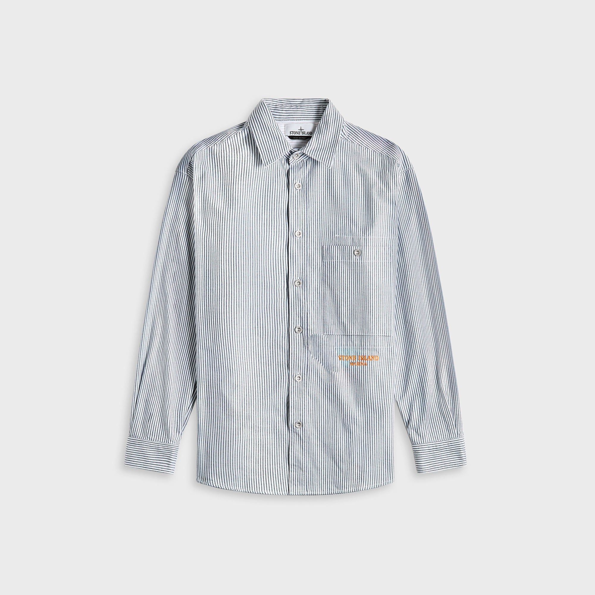 Stone Island Striped Oxford Cotton Marina Shirt - Blue Marine | Kith Blue Marine