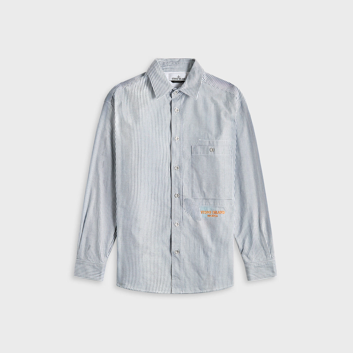 Stone Island Striped Oxford Cotton Marina Shirt - Blue Marine | Kith Blue Marine