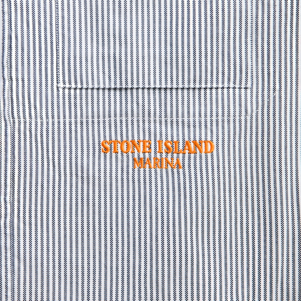 Stone Island Striped Oxford Cotton Marina Shirt - Blue Marine | Kith Blue Marine
