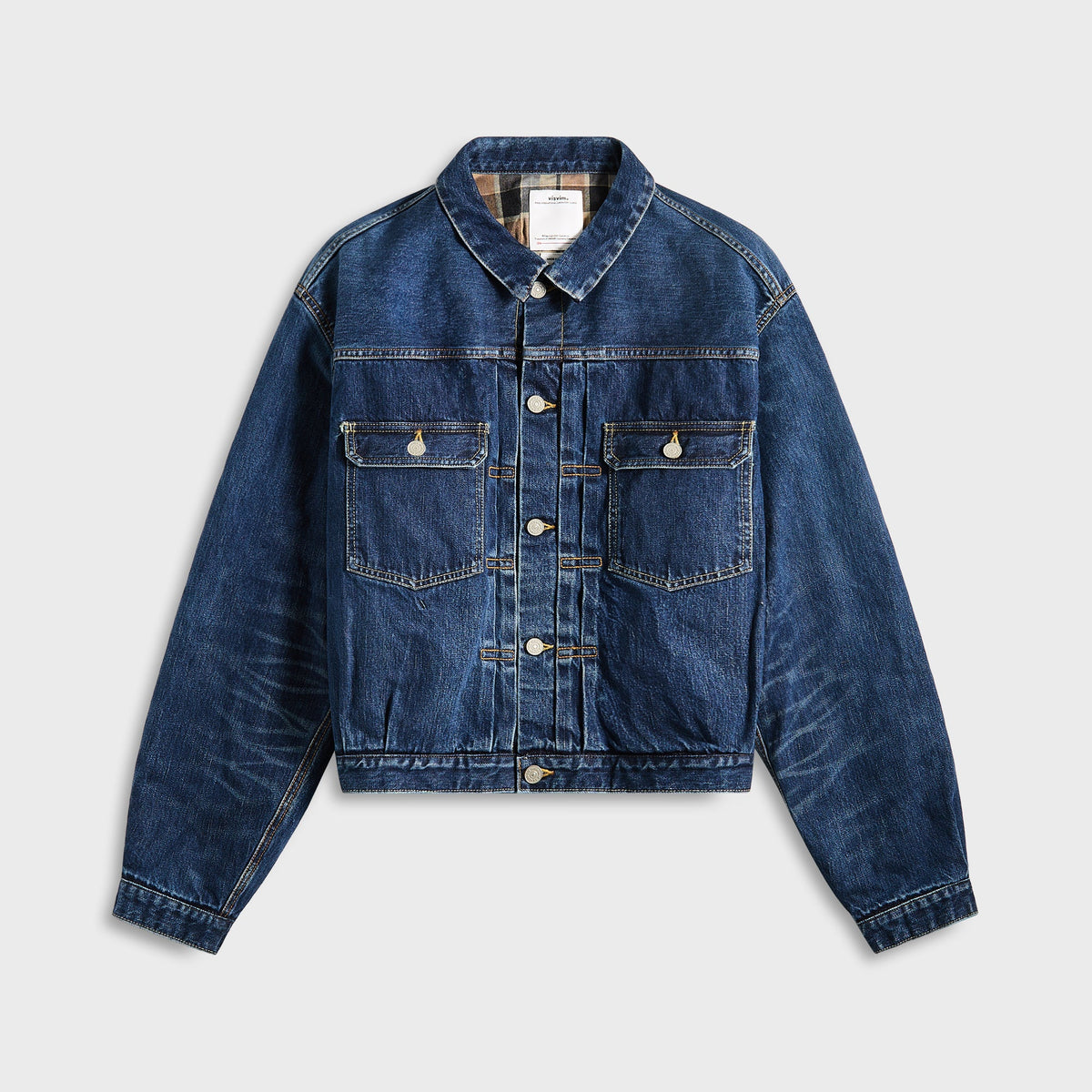 Visvim Ss 101X Jacket Damaged Check - Beige / Indigo | Kith Beige / Indigo