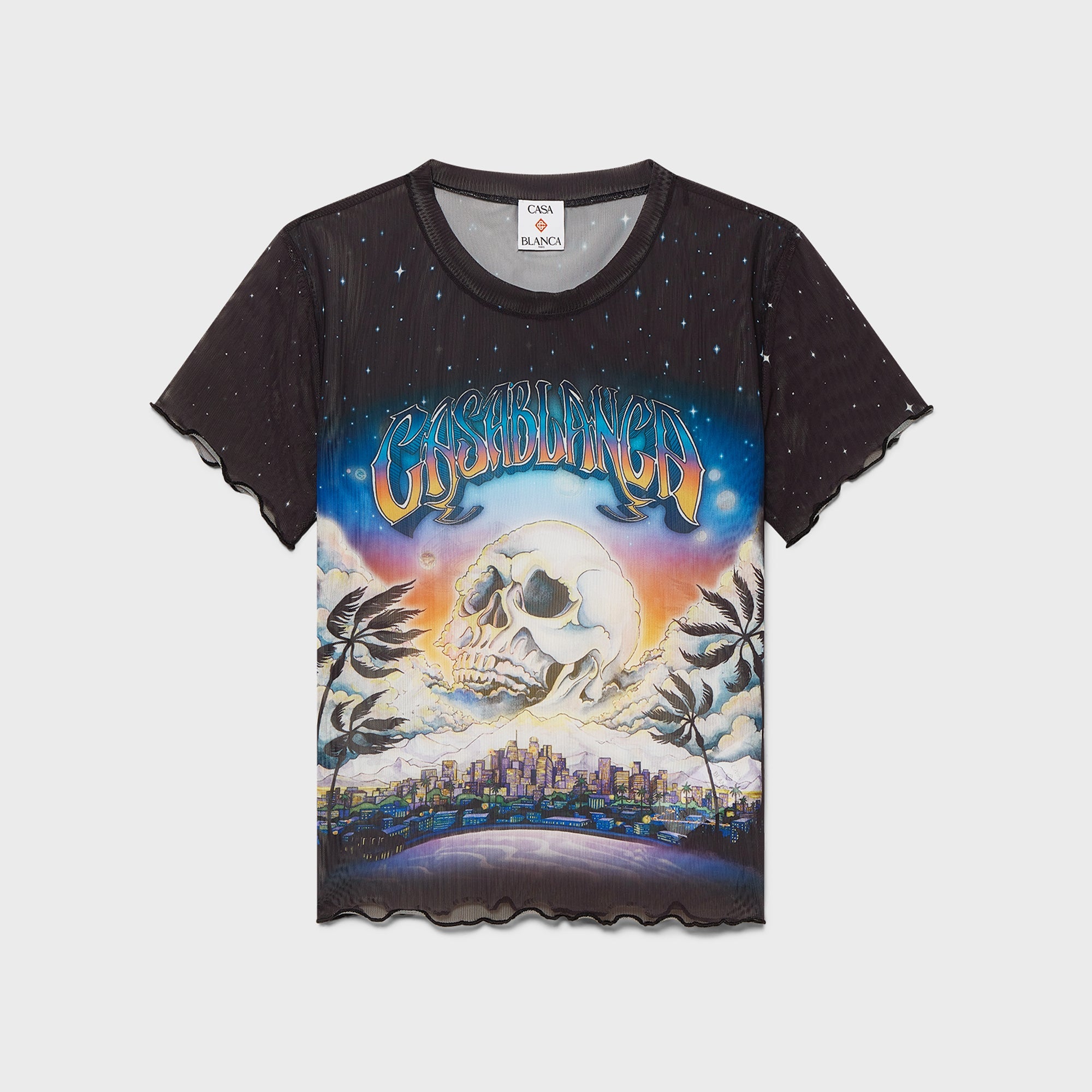 Casablanca Lettuce Hem Printed Mesh Tee - Black | Kith Black