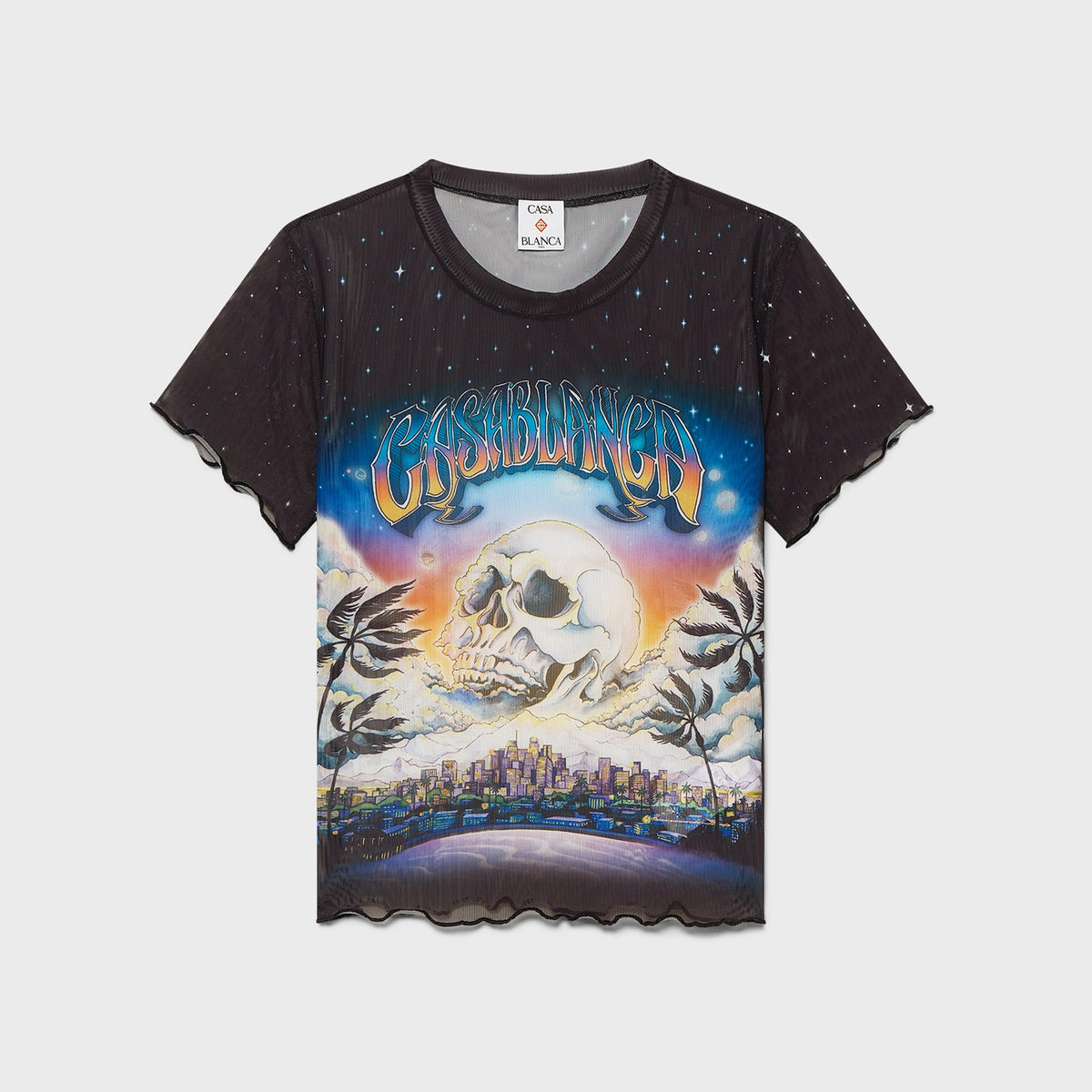 Casablanca Lettuce Hem Printed Mesh Tee - Black | Kith Black