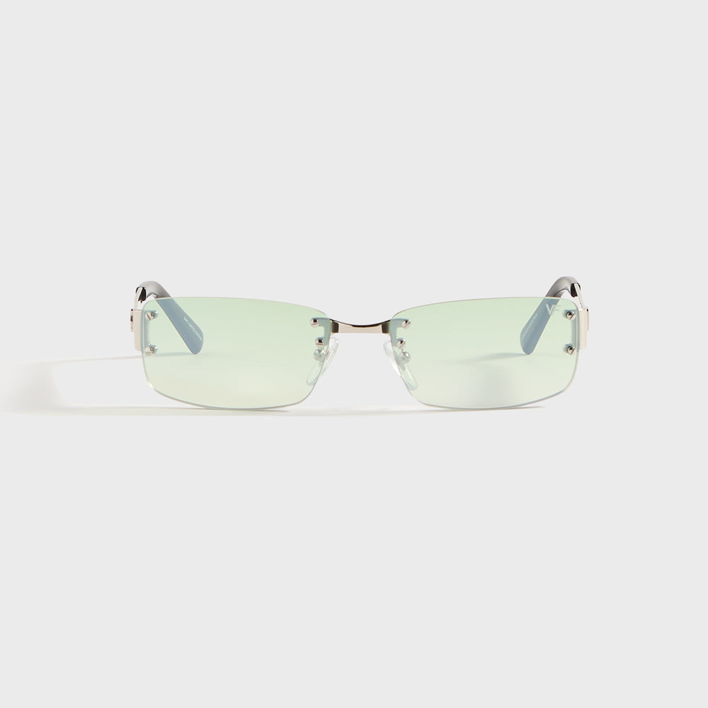 Vintage Frames Infamous Rimless Drill Mount 24KT - White Gold / Powder | Kith White Gold / Powder Green Gradient