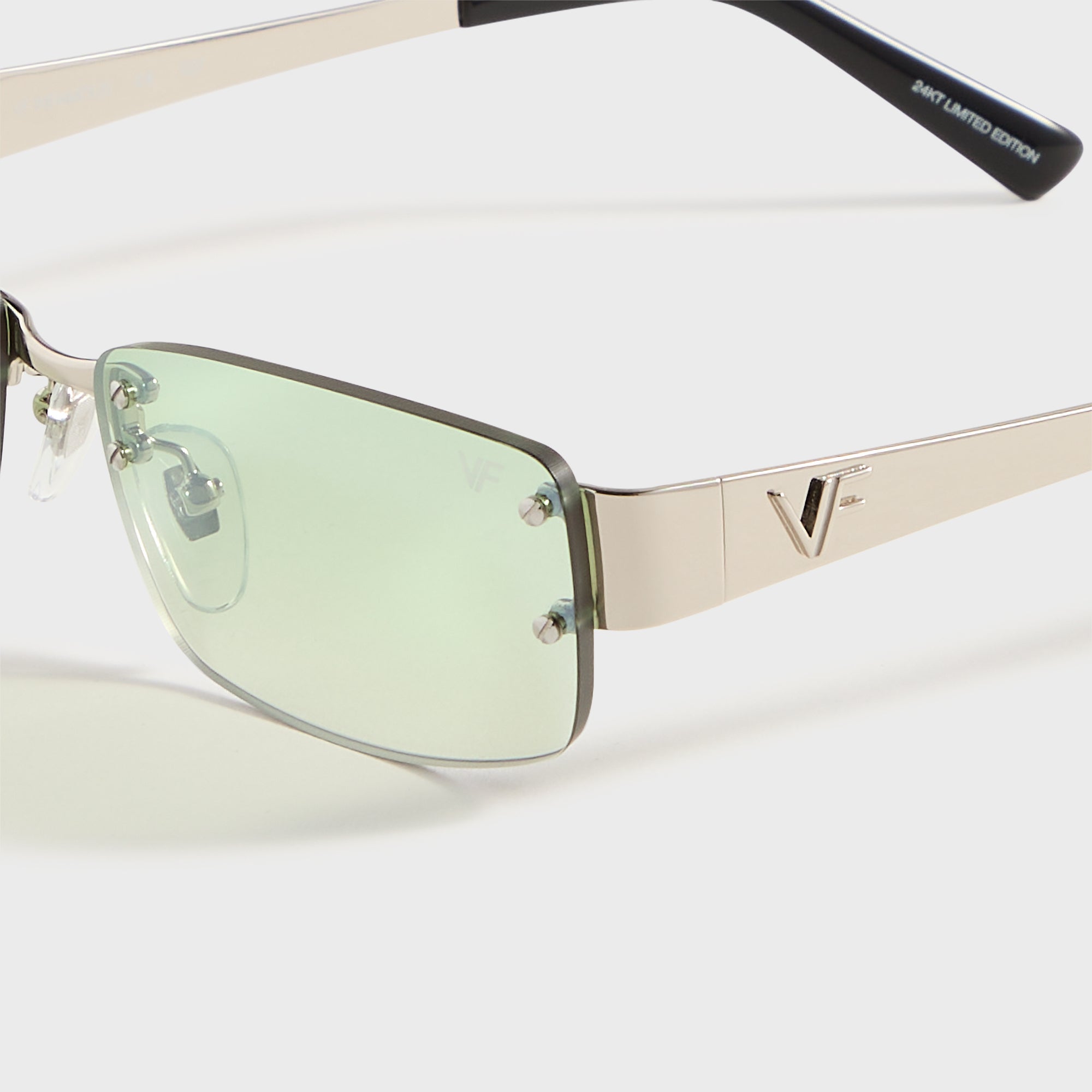 Vintage Frames Infamous Rimless Drill Mount 24KT - White Gold / Powder | Kith White Gold / Powder Green Gradient