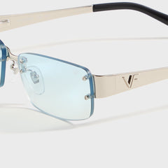 Vintage Frames Infamous Rimless Drill Mount 24KT - White Gold / Tiffan | Kith White Gold / Tiffany Blue Gradient
