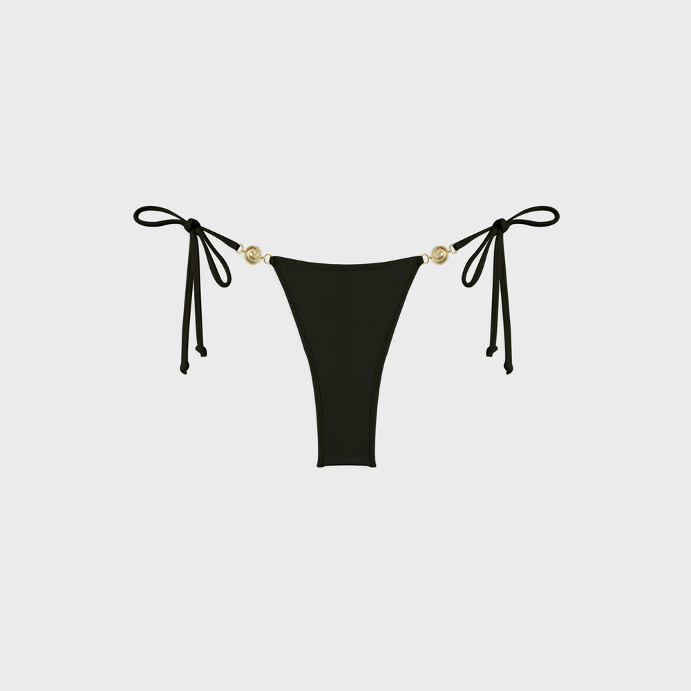 Reina Olga Carioca Splash Skimpy Bikini Bottom - Black Lurex | Kith Black Lurex