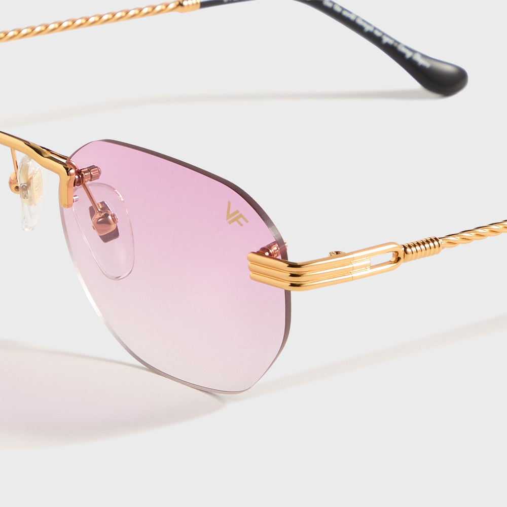 Vintage Frames Detroit Player Rimless Drill Mount 24KT - Gold / Gumdro | Kith Gold / Gumdrop Gradient