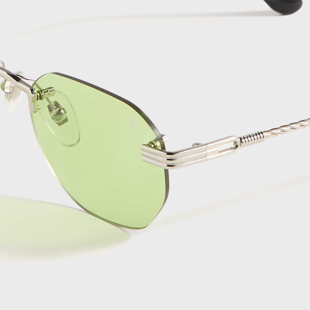 Vintage Frames Detroit Player Rimless Drill Mount 24KT - White Gold / | Kith White Gold / Lime Green