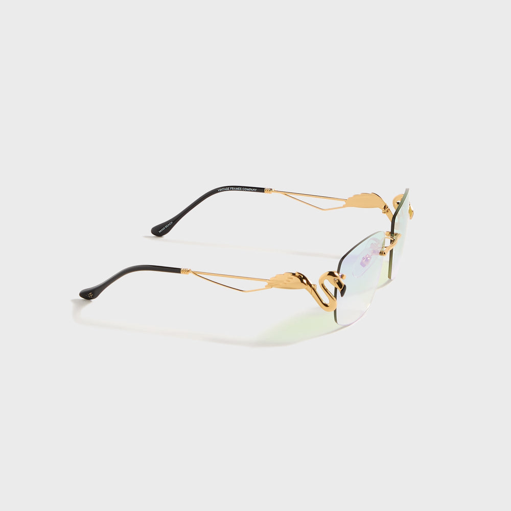 Vintage Frames Flamingo 24KT - Yellow Gold / Powder Green Flash Purple | Kith Yellow Gold / Powder Green Flash Purple