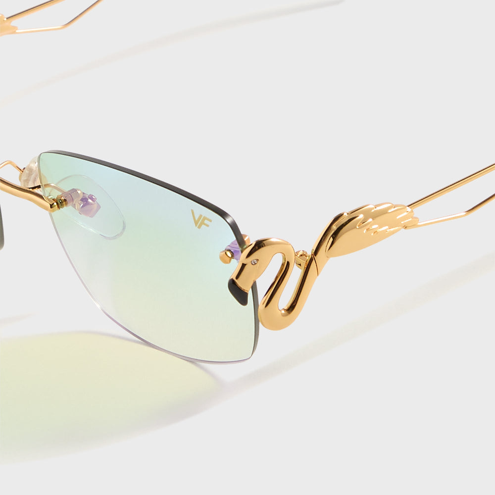 Vintage Frames Flamingo 24KT - Yellow Gold / Powder Green Flash Purple | Kith Yellow Gold / Powder Green Flash Purple