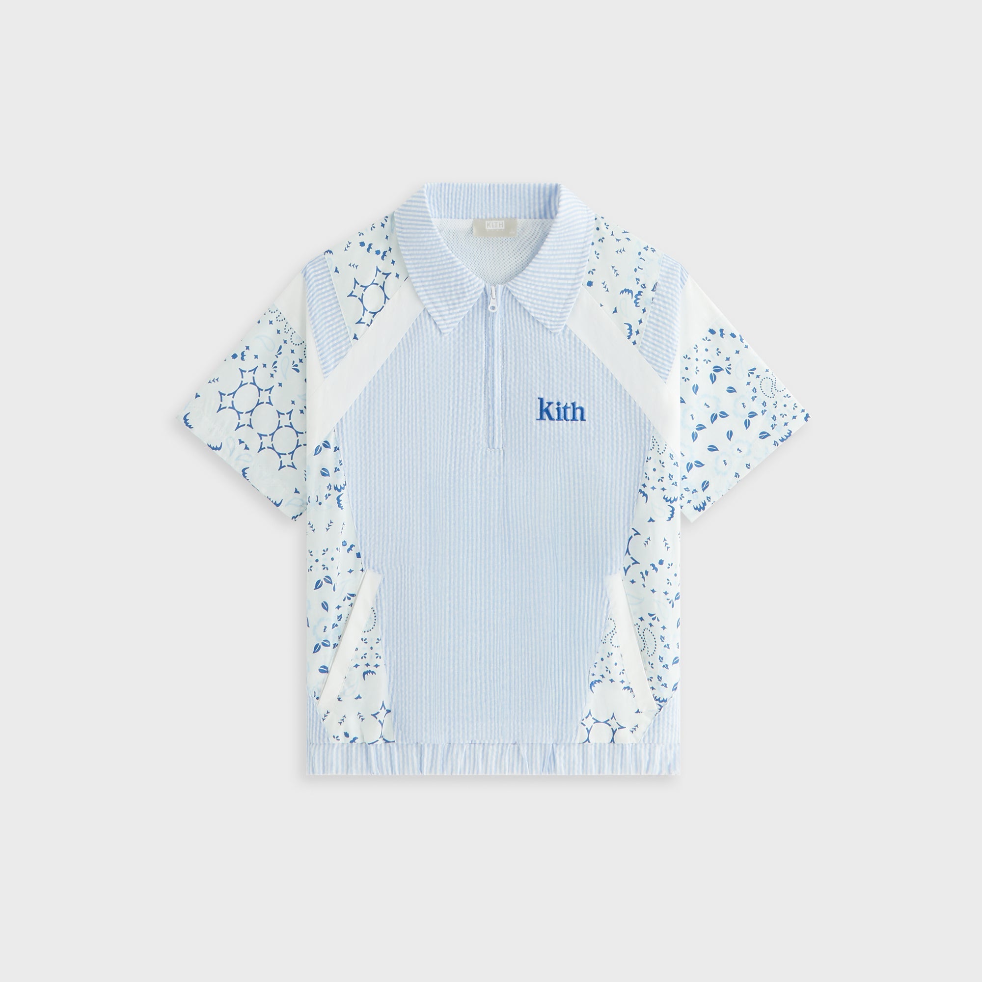 Kith Kids Patchwork Linden Quarter Zip Polo - Larimar | Kith Larimar