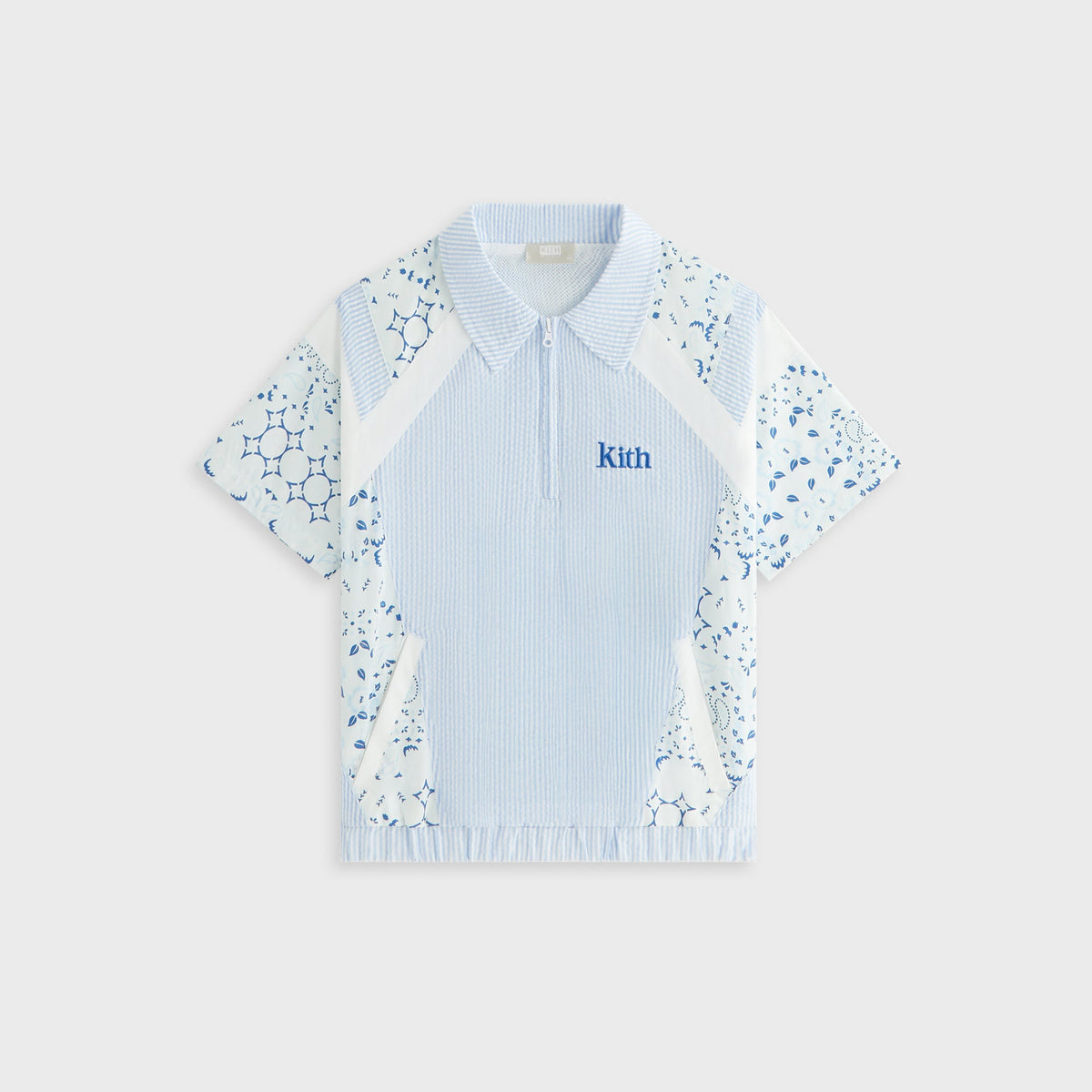 Kith Kids Patchwork Linden Quarter Zip Polo - Larimar | Kith Larimar