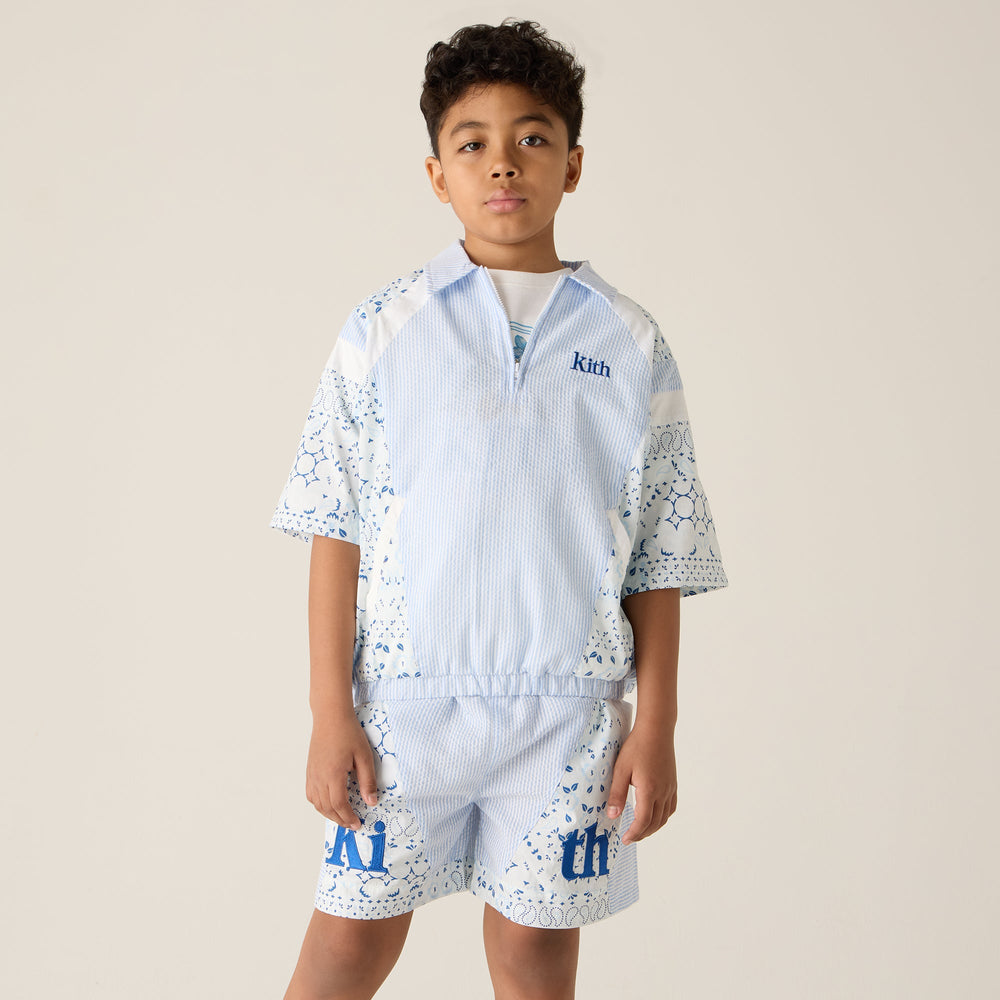Kith Kids Patchwork Linden Quarter Zip Polo - Larimar | Kith Larimar