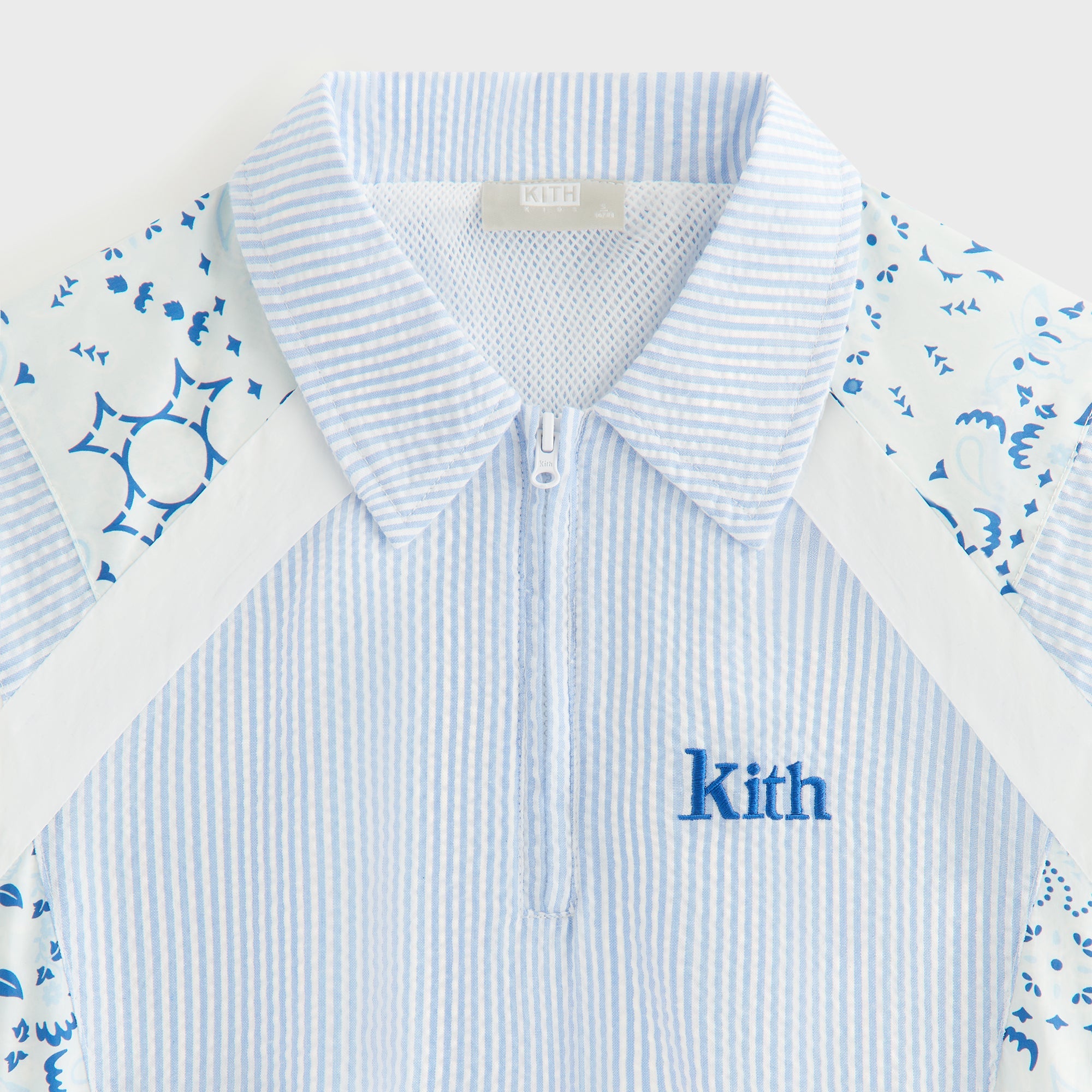 Kith Kids Patchwork Linden Quarter Zip Polo - Larimar | Kith Larimar
