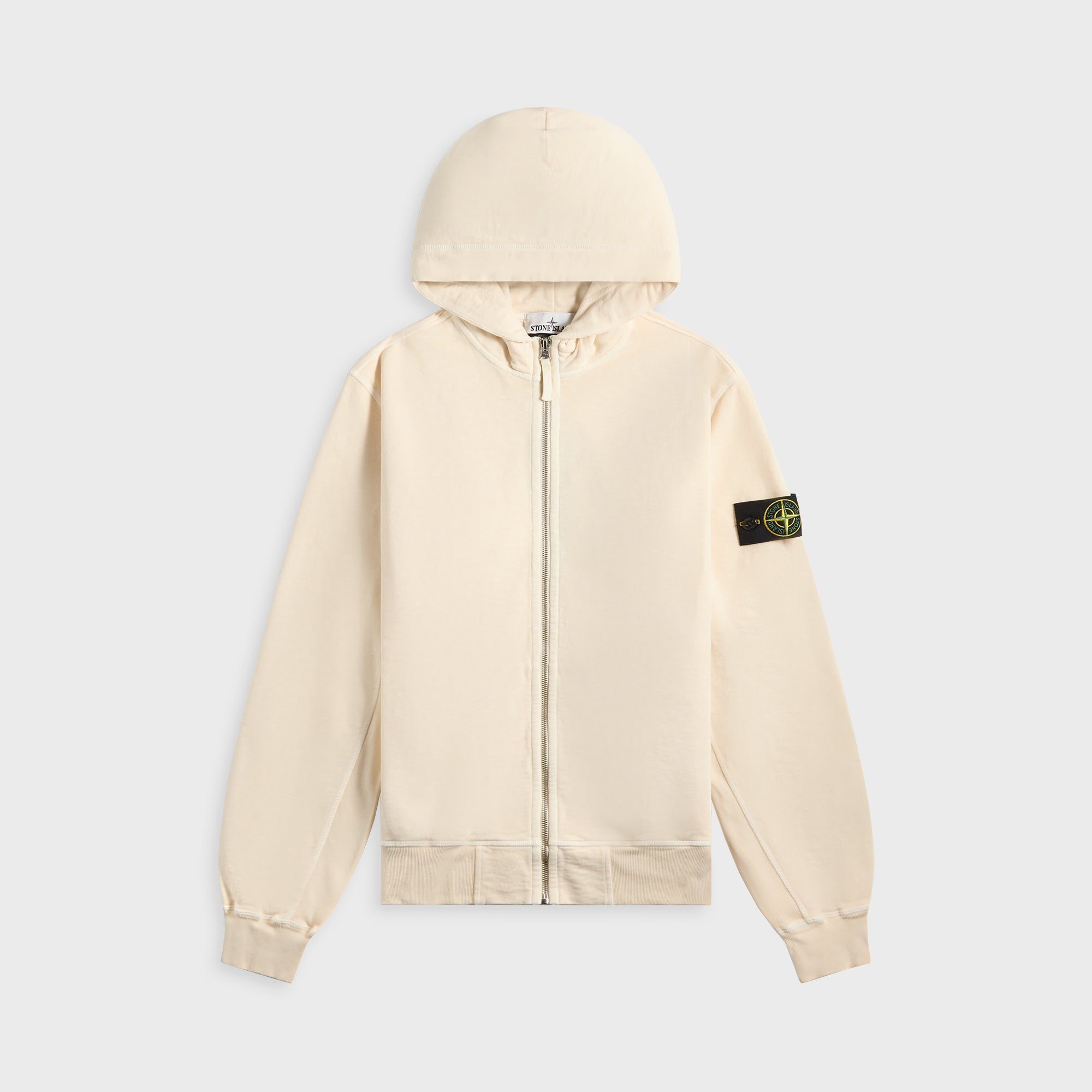 Stone Island Malfile Fleece Garment Dyed Old Effect Zip Hoodie - Biege | Kith Biege