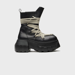 Rick Owens Megalaced Mega Tractor Stivali in Pelle - Black | Kith Black