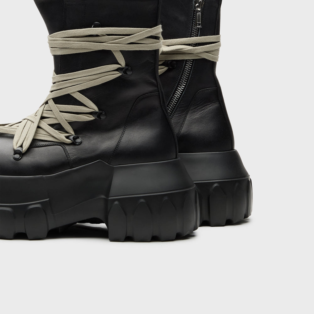 Rick Owens Megalaced Mega Tractor Stivali in Pelle - Black | Kith Black
