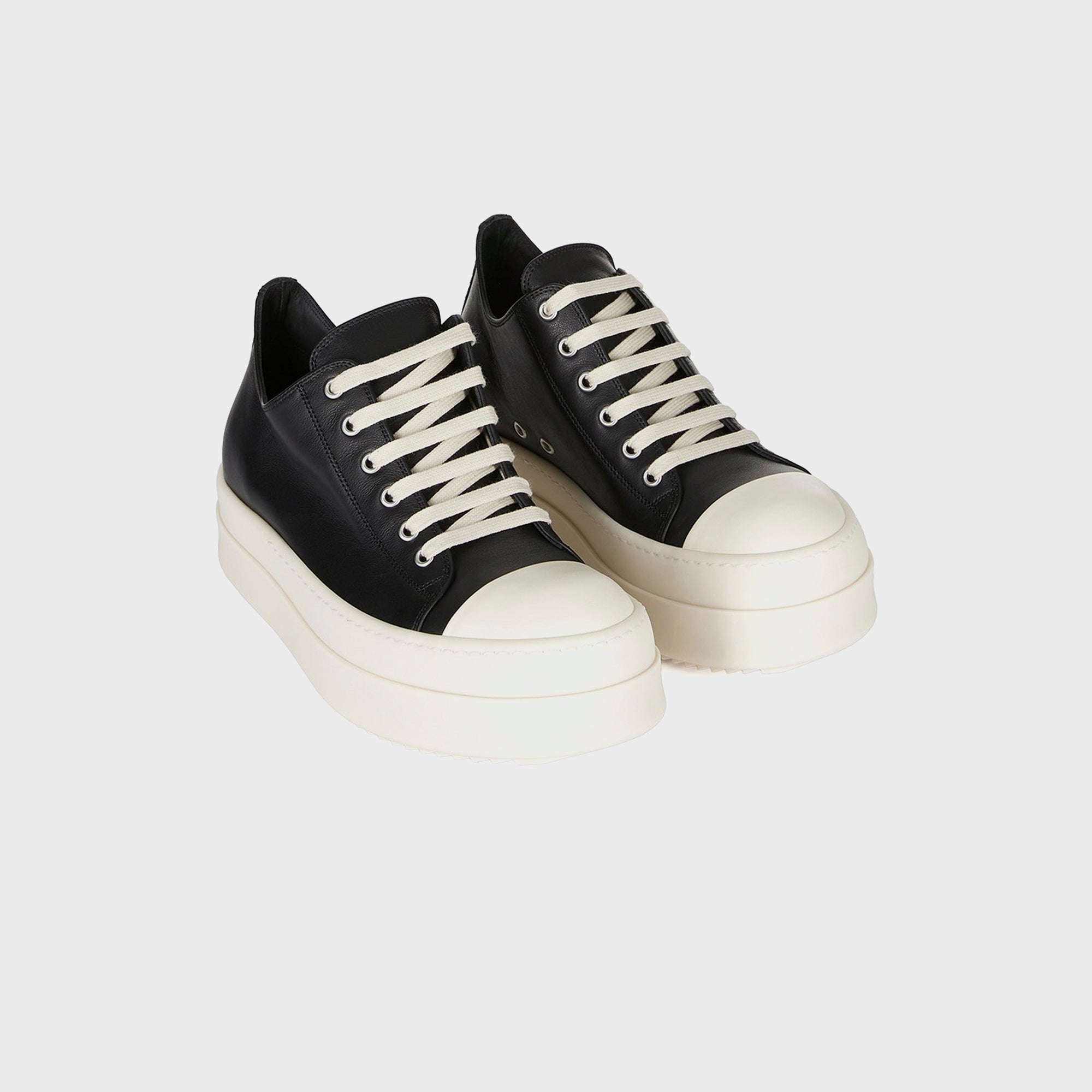 Rick Owens Mega Bumper Low Sneaks Scarpe in Pelle - Black / Milk | Kith Black / Milk