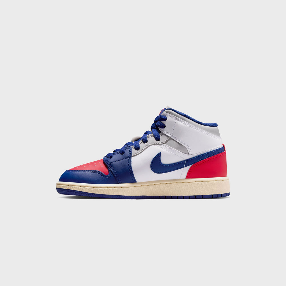 Jordan GS Air Jordan 1 Mid - White / Deep Royal Blue / University | Kith White / Deep Royal Blue / University