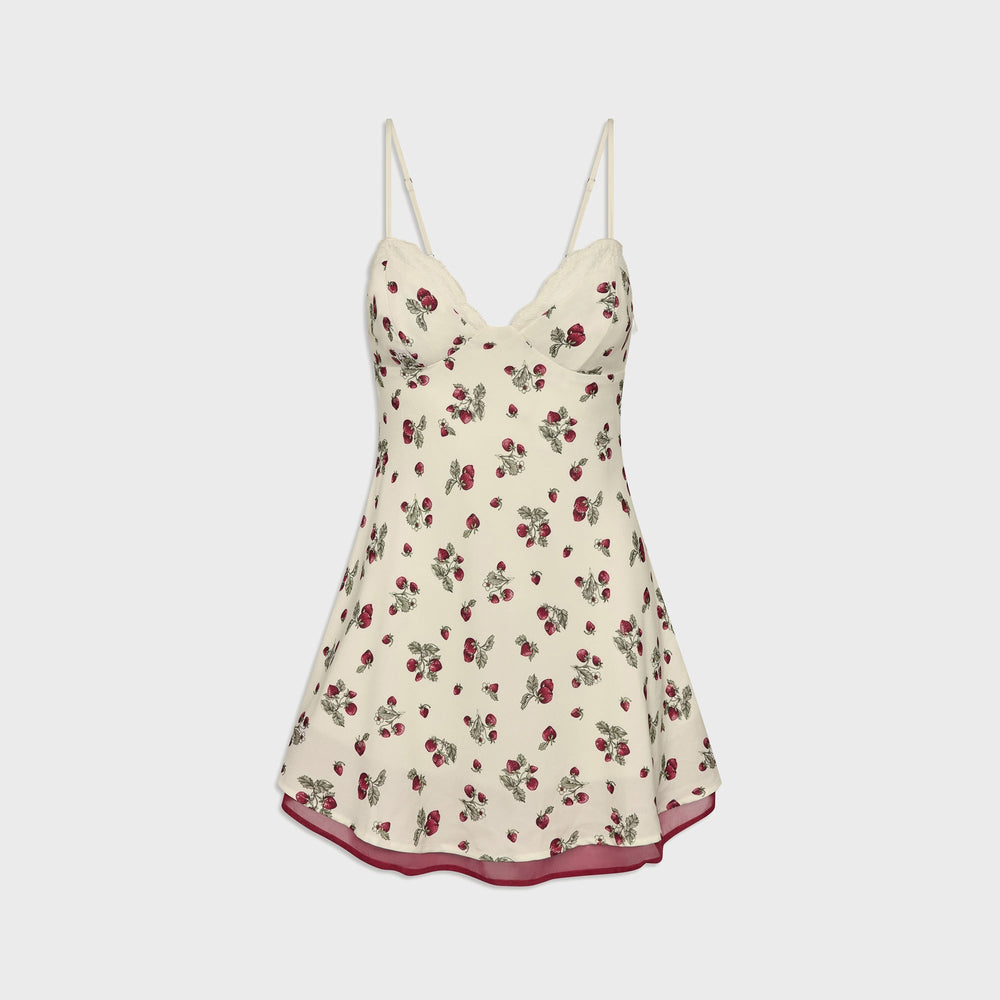 Frankies Bikinis Kenley Crepe Mini Dress - Strawberry Field Print | Kith Strawberry Field Print