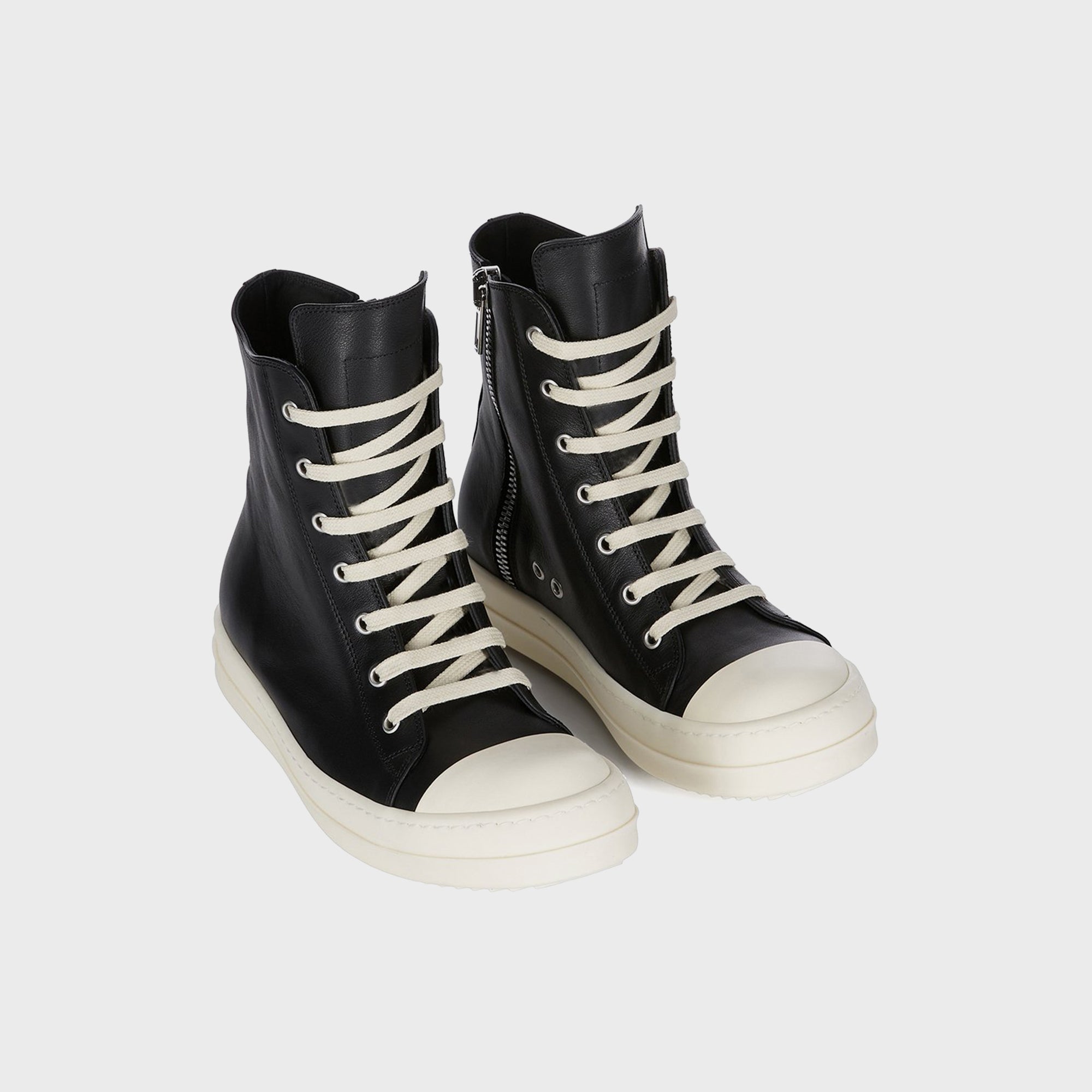 Rick Owens Leather Sneakers Scarpe in Pelle - Black / Milk / Milk | Kith Black / Milk / Milk