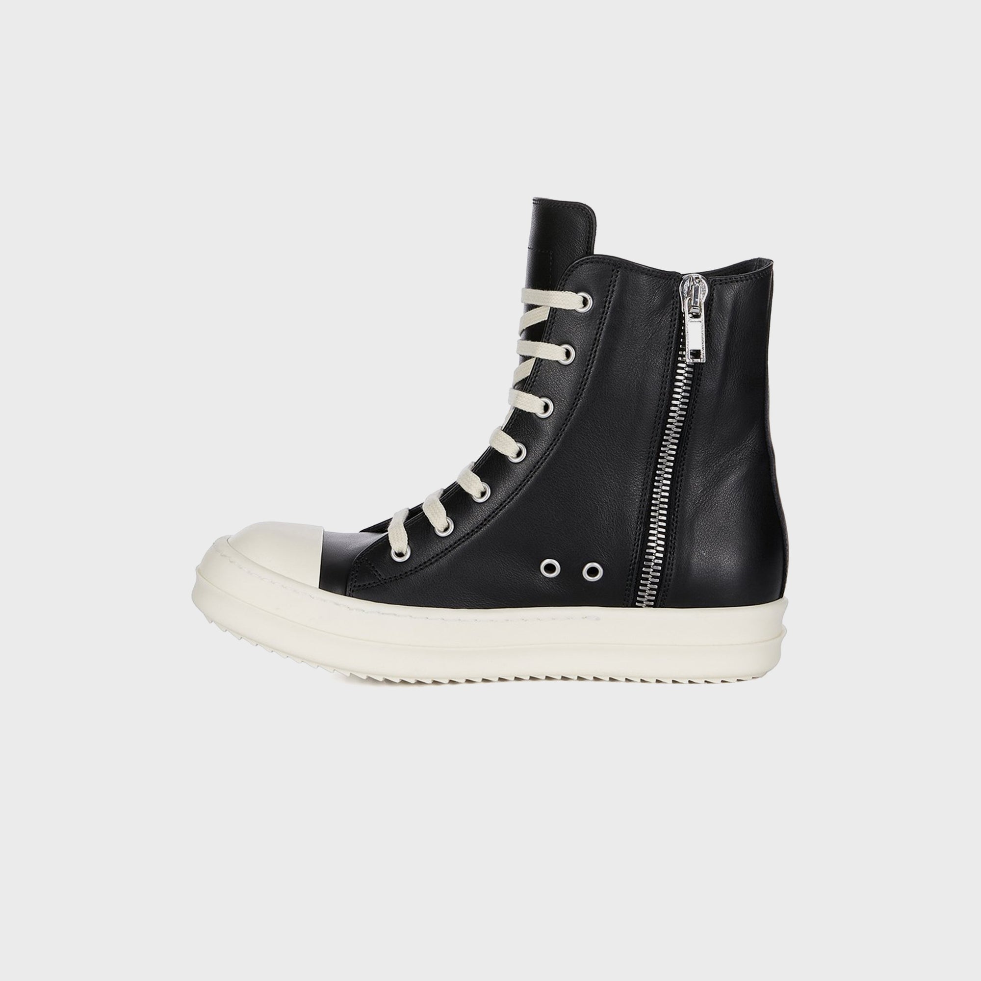 Rick Owens Leather Sneakers Scarpe in Pelle - Black / Milk / Milk | Kith Black / Milk / Milk
