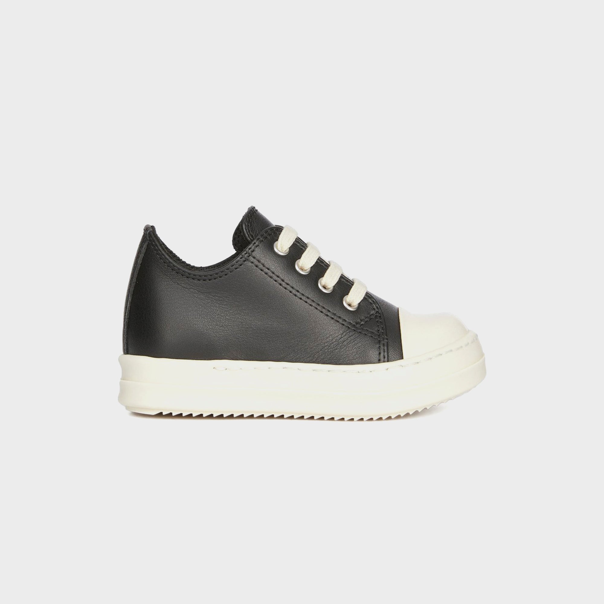 Rick Owens Baby Leather Sneakers Scarpe in Pelle - Black / Milk / Milk | Kith Black / Milk / Milk