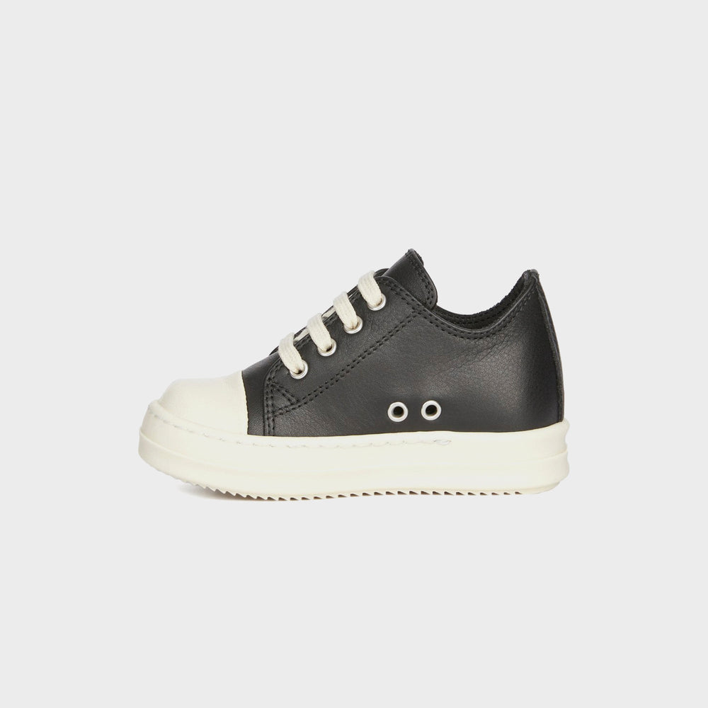 Rick Owens Baby Leather Sneakers Scarpe in Pelle - Black / Milk / Milk | Kith Black / Milk / Milk