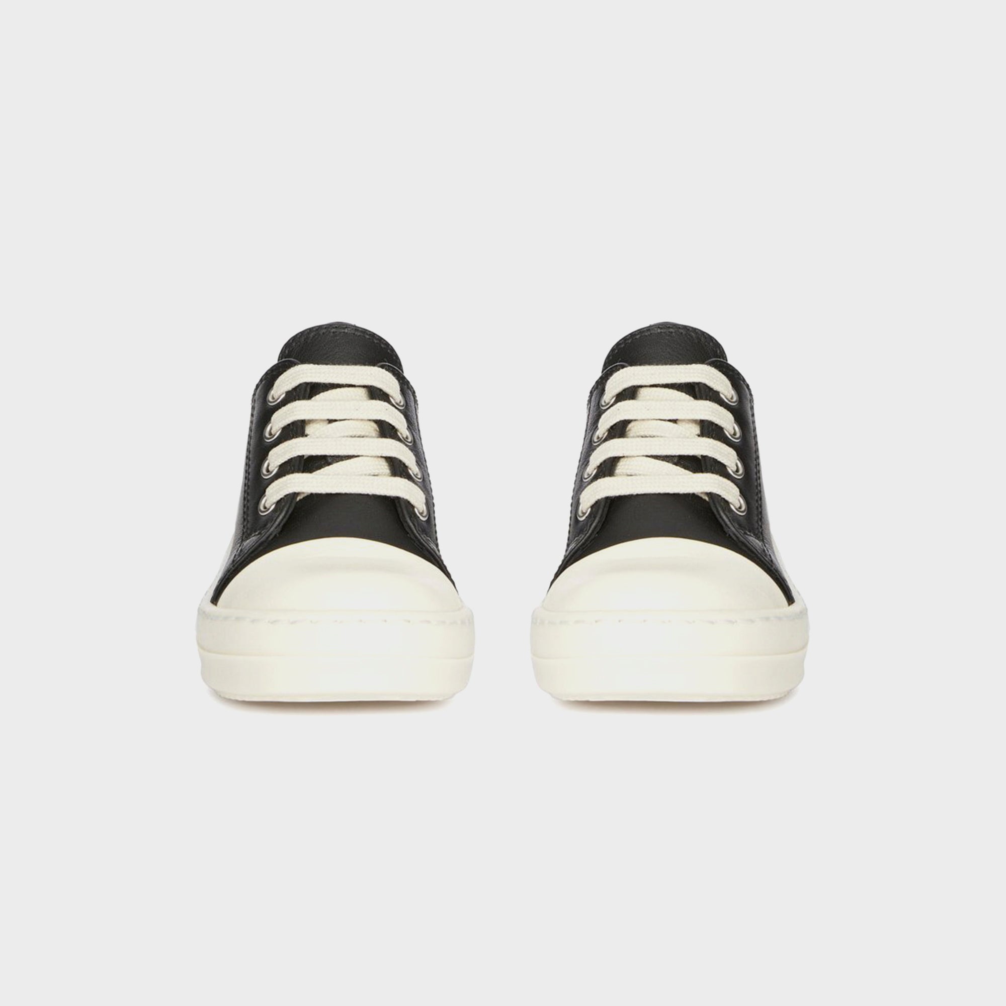 Rick Owens Baby Leather Sneakers Scarpe in Pelle - Black / Milk / Milk | Kith Black / Milk / Milk