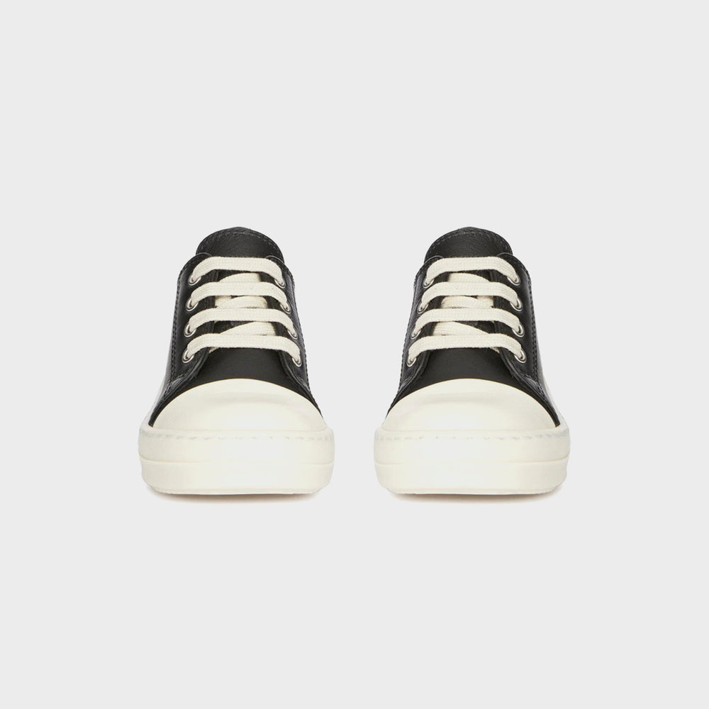 Rick Owens Baby Leather Sneakers Scarpe in Pelle - Black / Milk / Milk | Kith Black / Milk / Milk