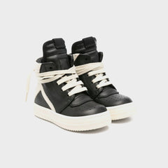 Rick Owens Baby Geobaskets Scarpe in Pelle - Black / Milk / Milk | Kith Black / Milk / Milk