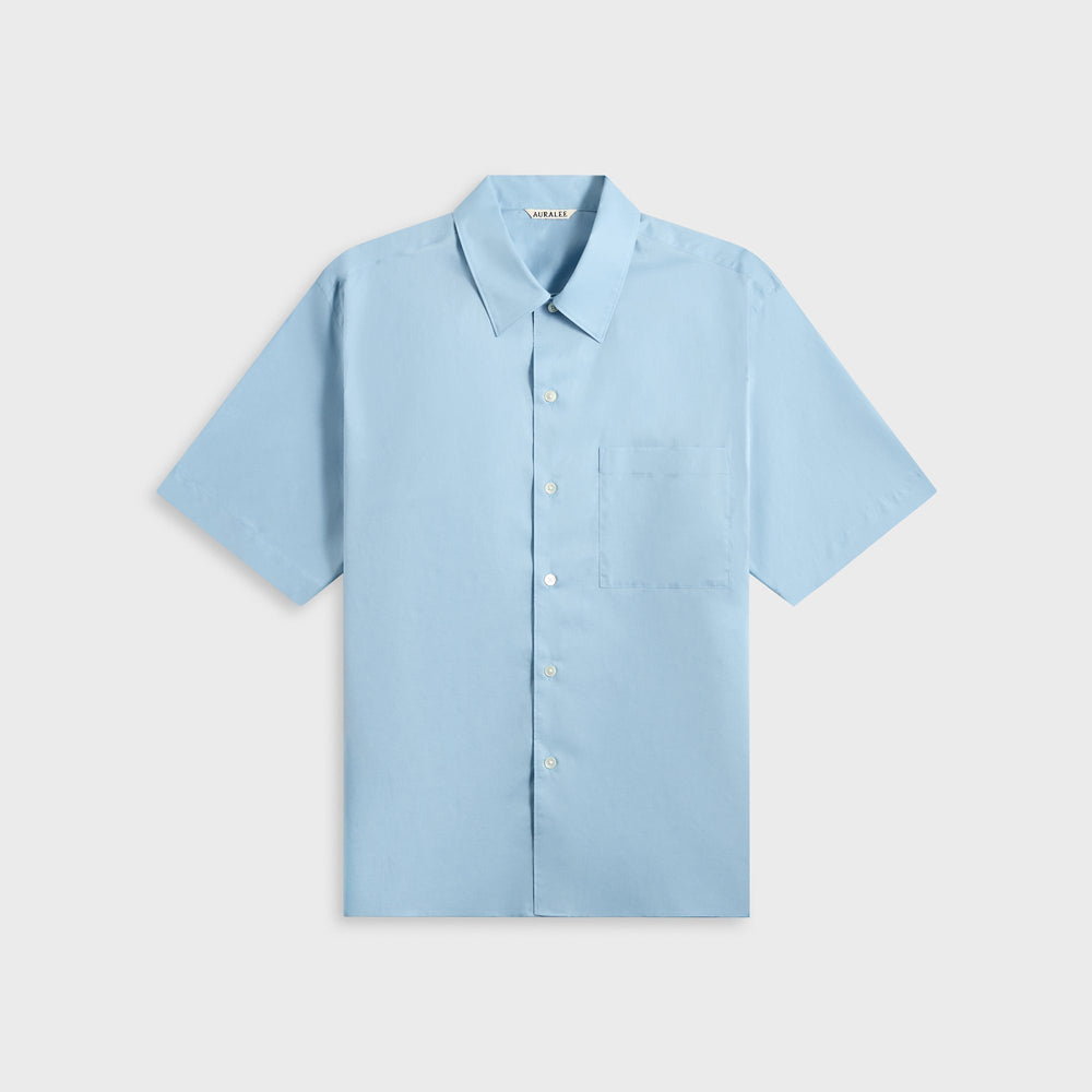 Auralee Washed Finx Typewriter Open Collar Shirt - Light Blue | Kith Light Blue