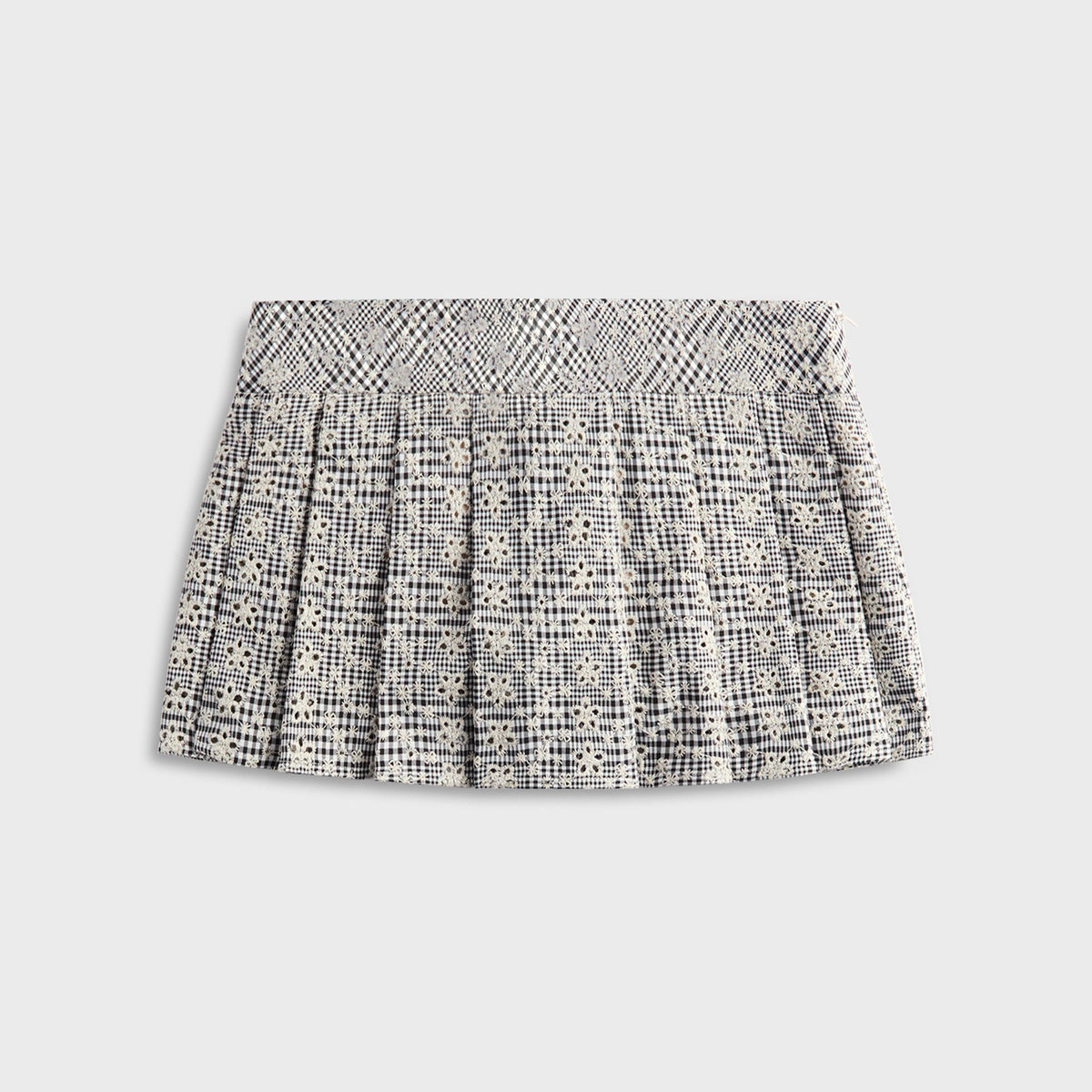 Floriane Gingham Mini Skirt with Shorts - Black / White | Kith Black / White
