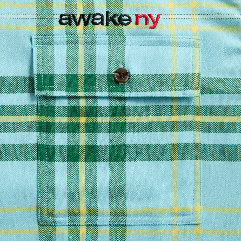 Awake NY Plaid Flannel Shirt - Turquoise | Kith Turquoise