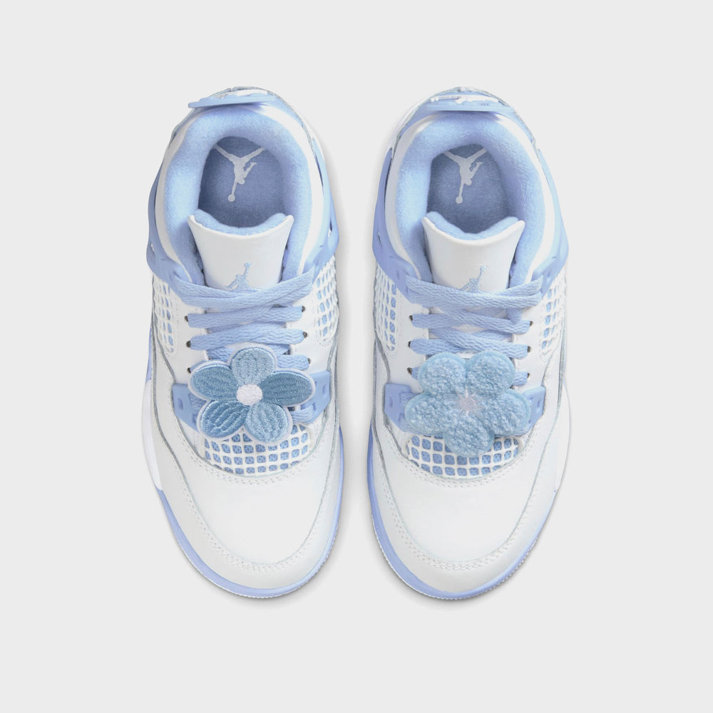 Jordan PS Air Jordan 4 Retro - White / Aluminum / Blue Tint / Oil Gree | Kith White / Aluminum / Blue Tint / Oil Green