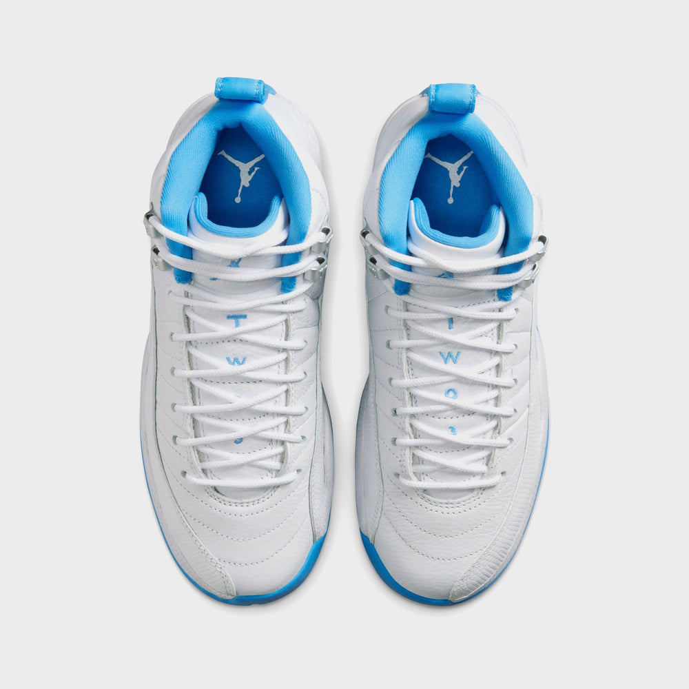 Jordan GS Jordan 12 Retro - White / Metallic Silver / University Blue | Kith White / Metallic Silver / University Blue