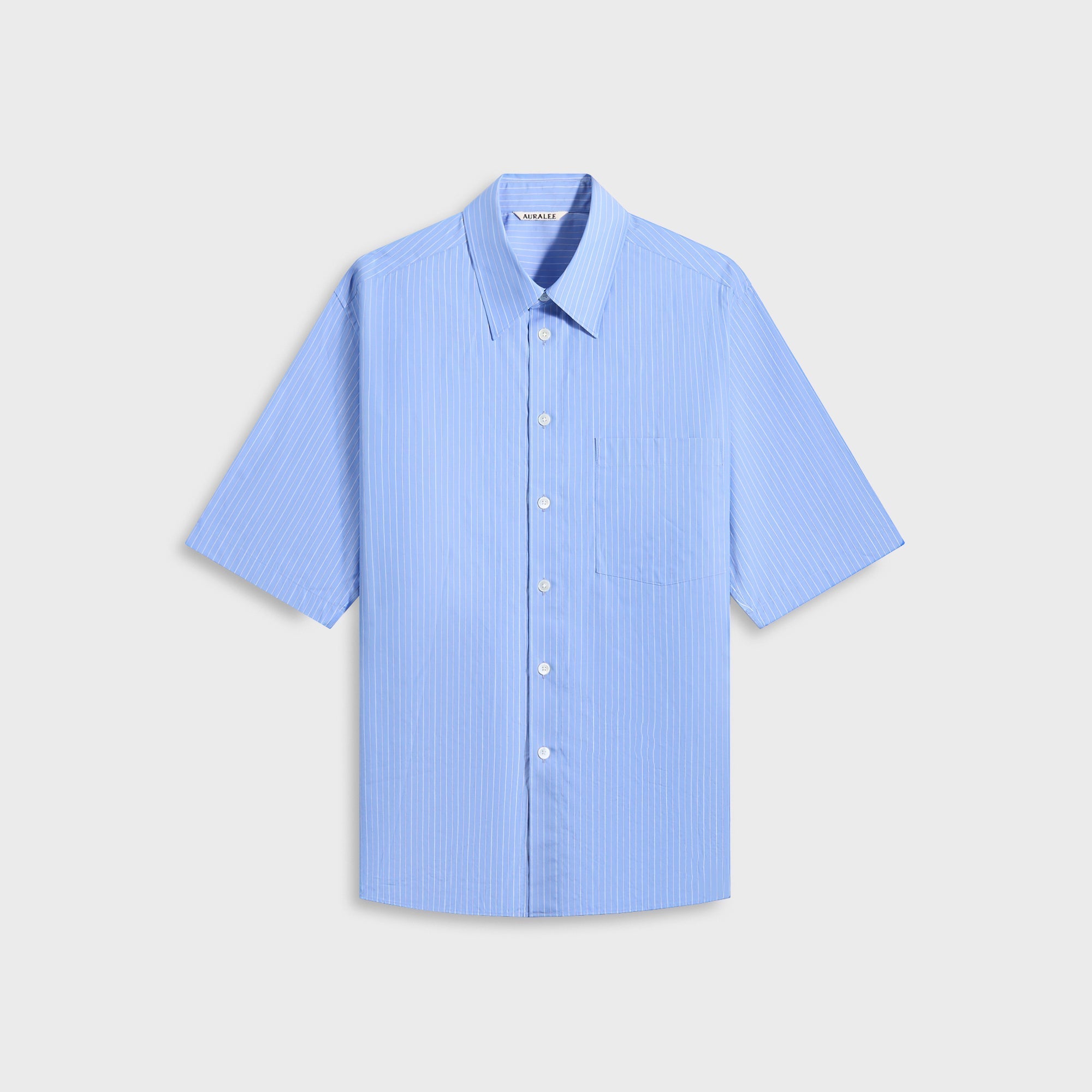 Auralee Suvin High Count Cloth Stripe Half Sleeved Shirt - Blue Stripe | Kith Blue Stripes