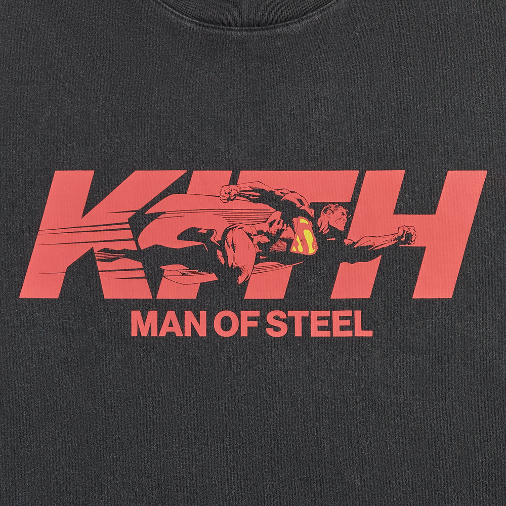Superman | Kith Man of Steel Vintage Tee - Black | Kith Black