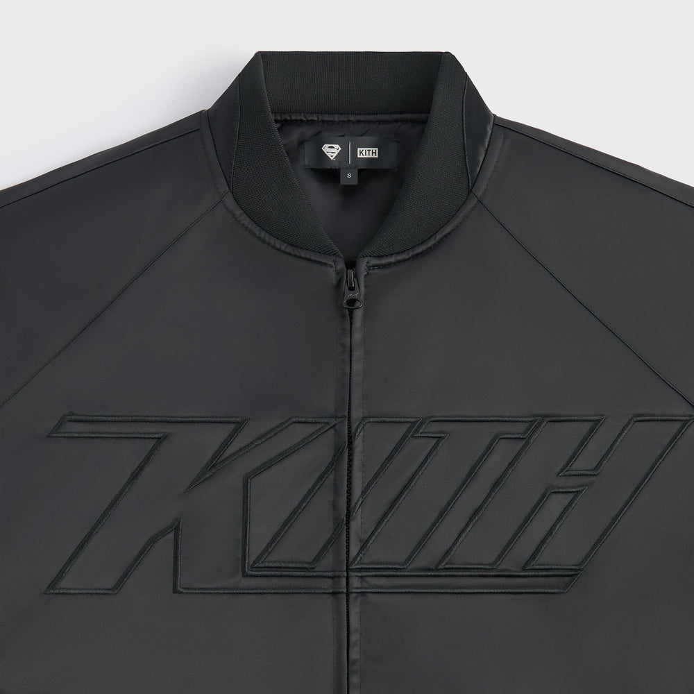 Superman | Kith Satin Bomber Jacket - Black | Kith Black