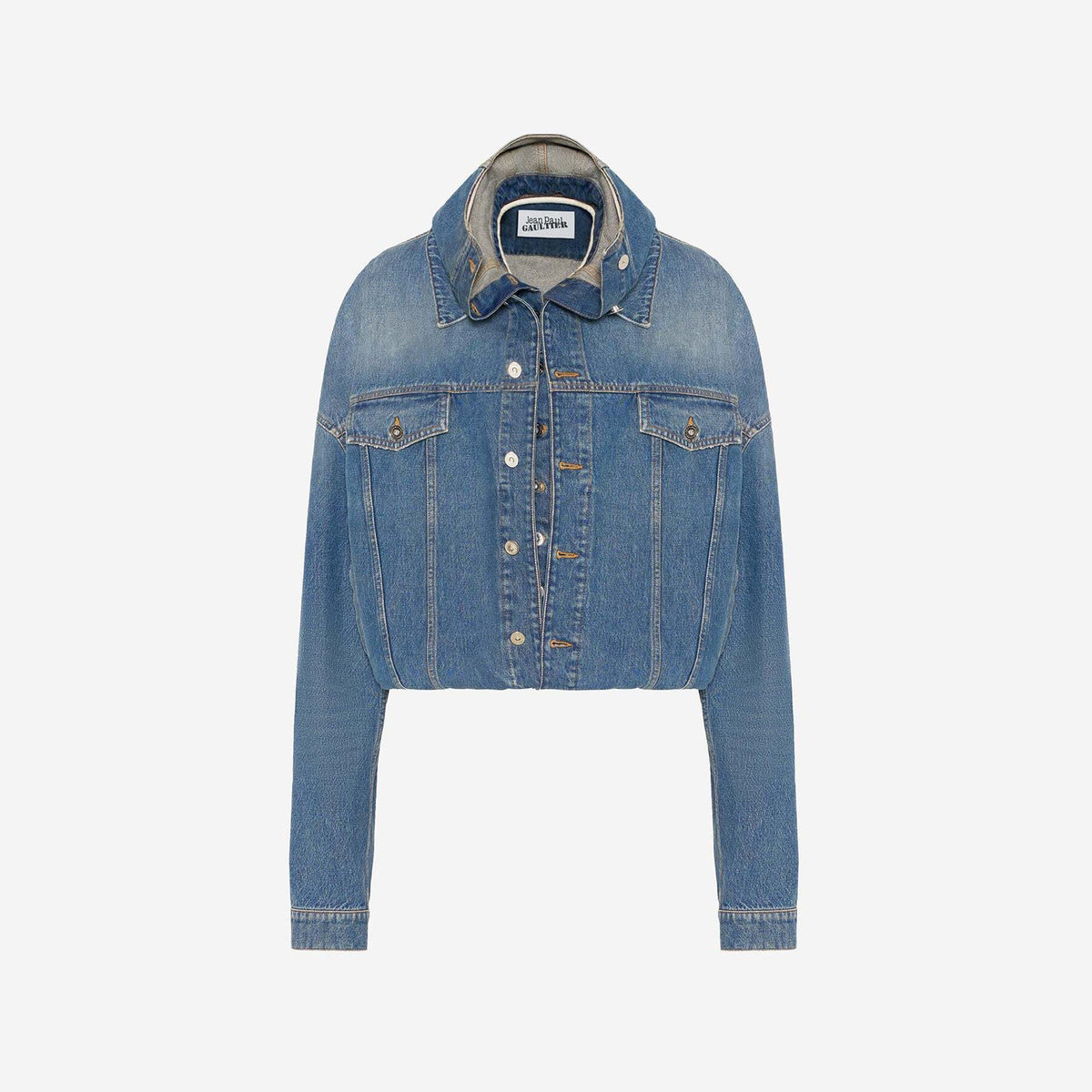 Jean Paul Gaultier Double Layer Denim Jacket With Hood Detail - Vintag | Kith Vintage Blue