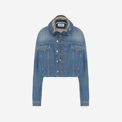 Jean Paul Gaultier Double Layer Denim Jacket With Hood Detail - Vintag | Kith Vintage Blue