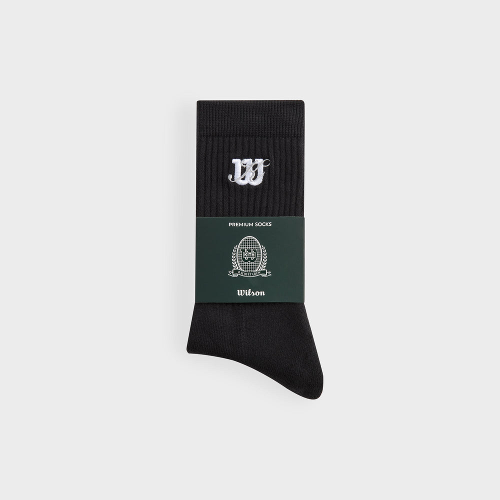 Kith for Wilson Logo Crew Socks - Black | Kith Black