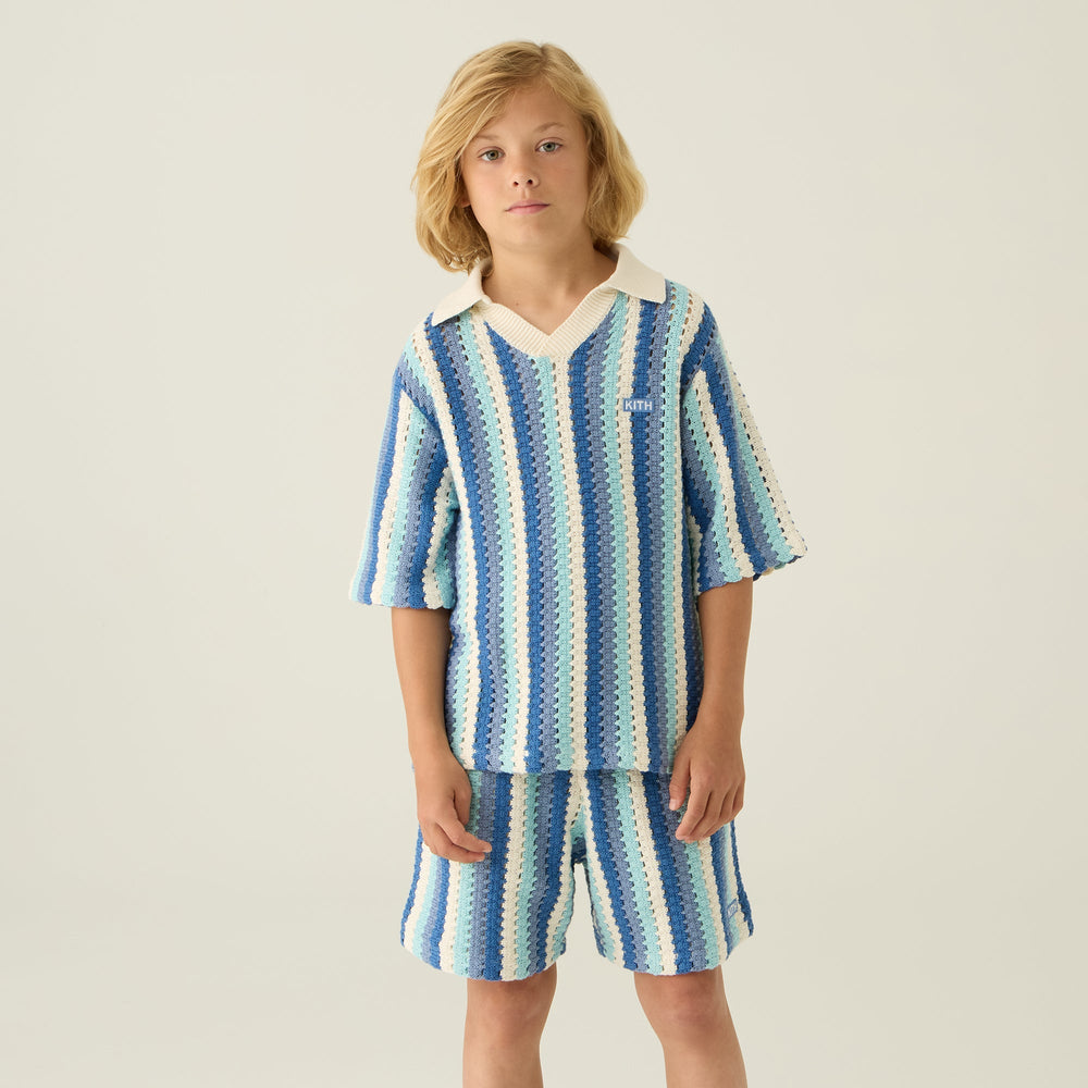 Kith Kids Open Knit Pullover Polo - Blue Skies | Kith Blue Skies