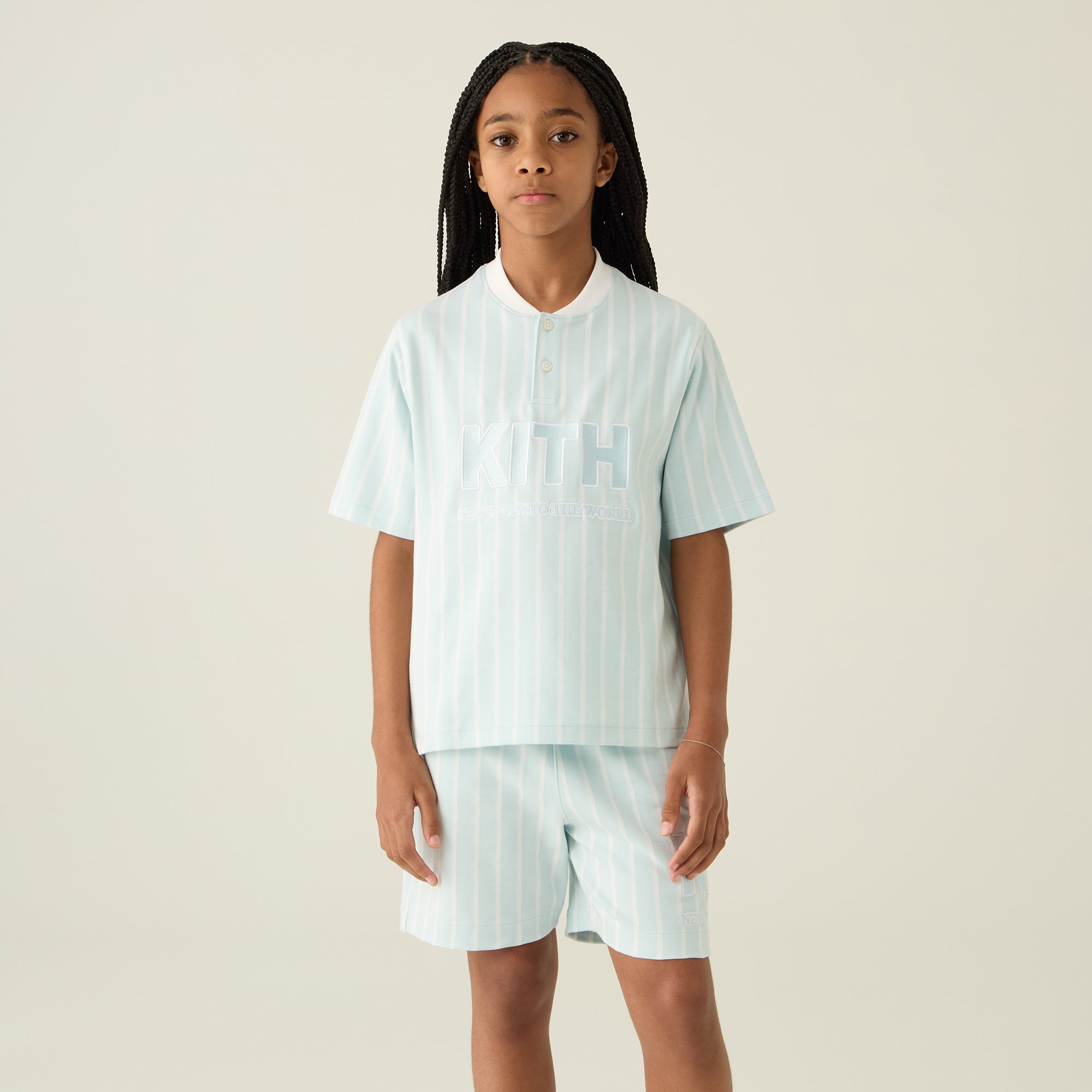 Kith Kids Birdseye Pearson Henley Pullover - Blue Skies | Kith Blue Skies