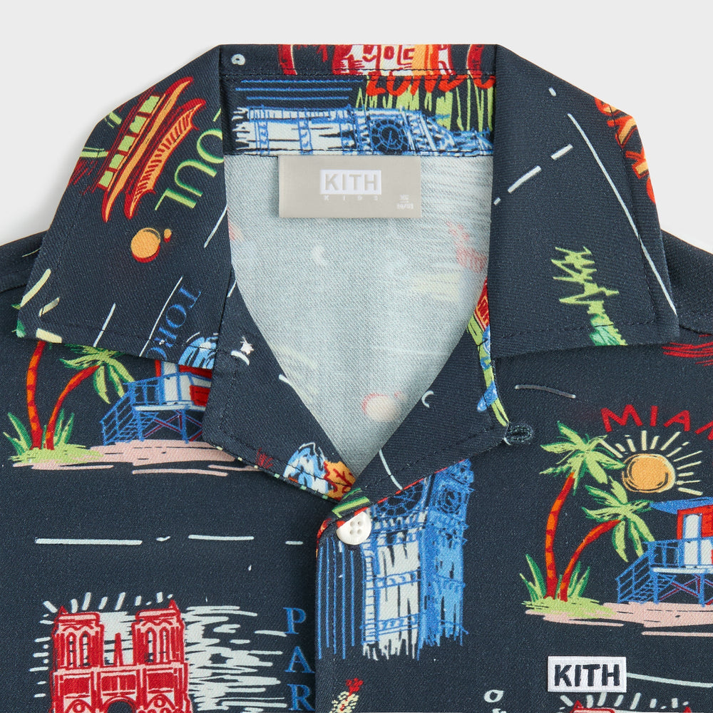 Kith Kids Souvenir Stamp Thompson Camp Shirt - Nocturnal | Kith Nocturnal