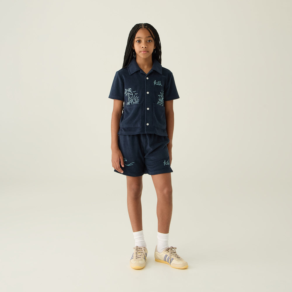 Kith Kids Novelty Terry Camp Shirt - Nocturnal | Kith Nocturnal
