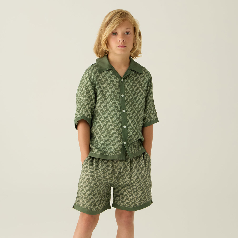 Kith Kids Monogram Thompson Camp Shirt - Spear | Kith Spear