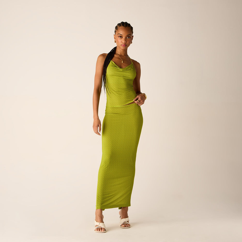Kith Women Mila Micro Monogram Maxi Skirt - Pistachio | Kith Pistachio